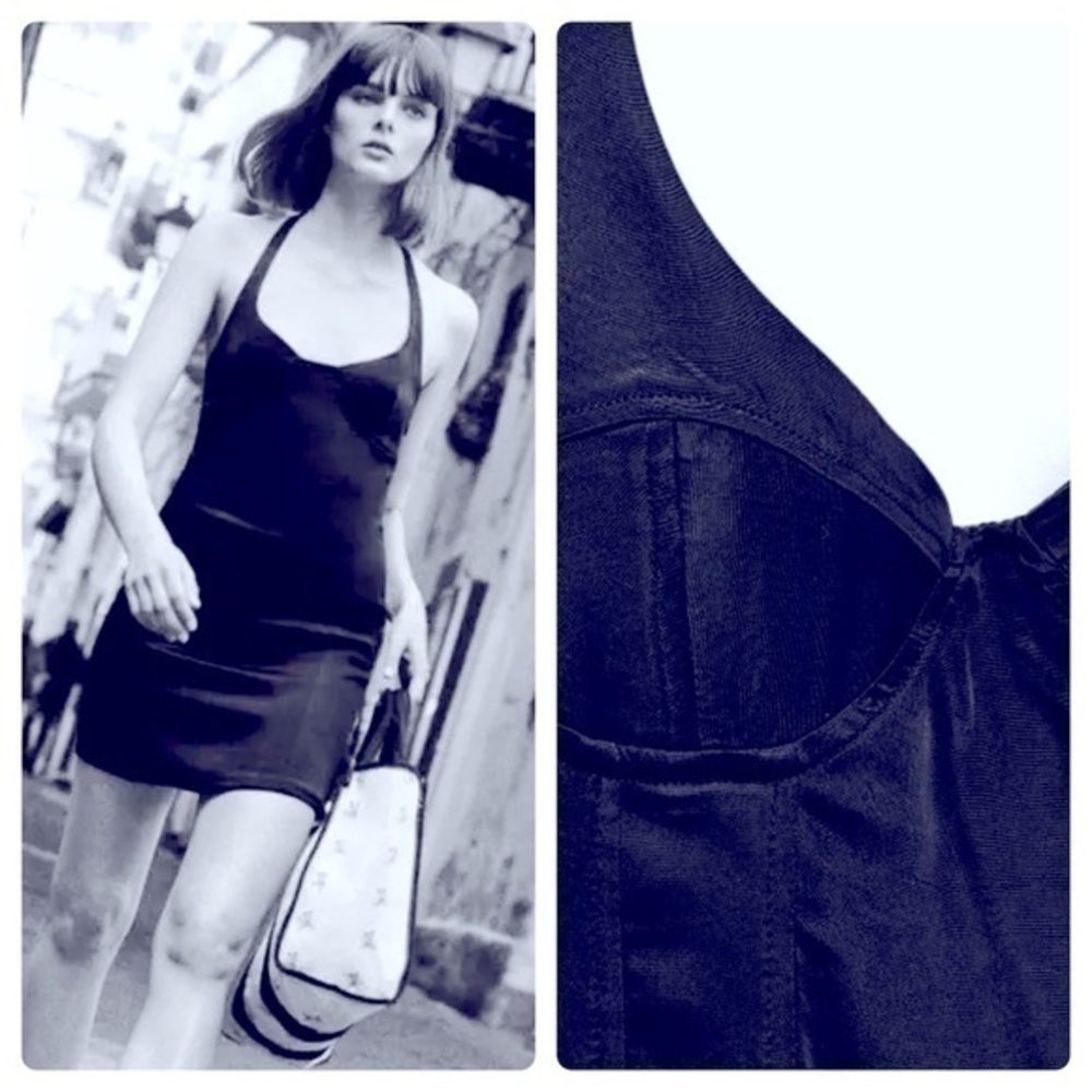 Seamed Bustier Satin Lingerie Style Mini Dress Black Zara